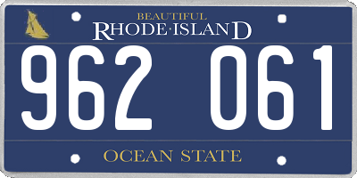RI license plate 962061