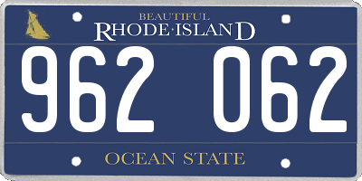 RI license plate 962062