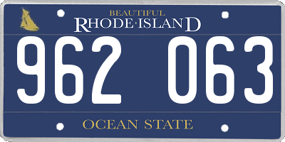 RI license plate 962063