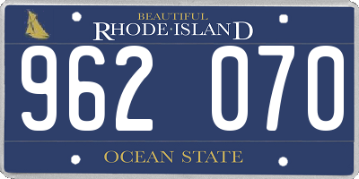 RI license plate 962070