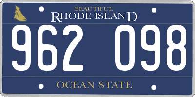 RI license plate 962098