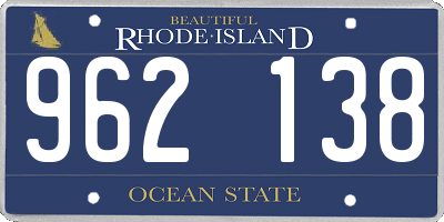 RI license plate 962138