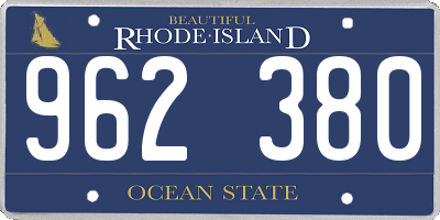 RI license plate 962380