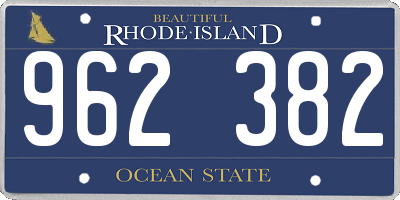 RI license plate 962382