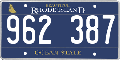 RI license plate 962387