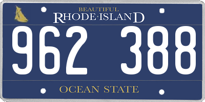 RI license plate 962388