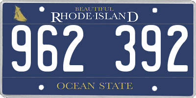 RI license plate 962392