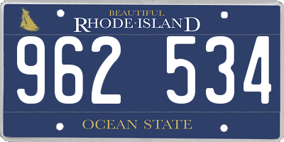 RI license plate 962534