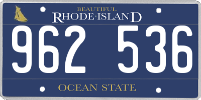 RI license plate 962536