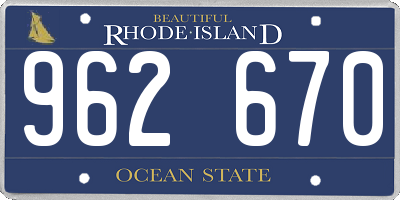 RI license plate 962670