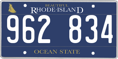 RI license plate 962834