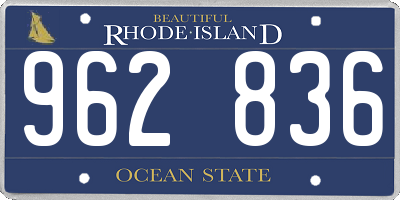 RI license plate 962836