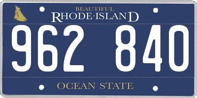 RI license plate 962840
