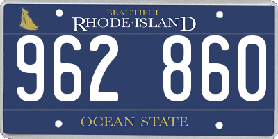 RI license plate 962860