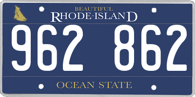 RI license plate 962862