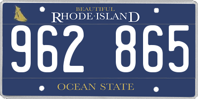 RI license plate 962865