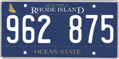 RI license plate 962875
