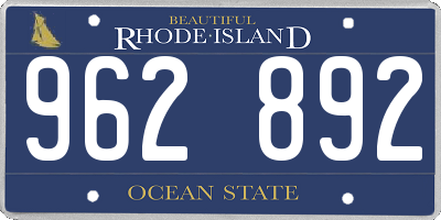 RI license plate 962892