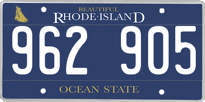RI license plate 962905