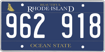 RI license plate 962918