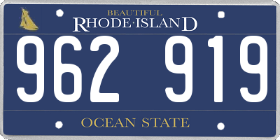 RI license plate 962919