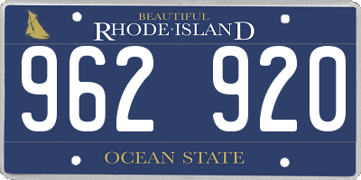 RI license plate 962920