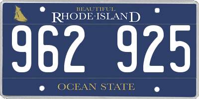 RI license plate 962925