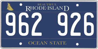 RI license plate 962926