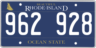 RI license plate 962928