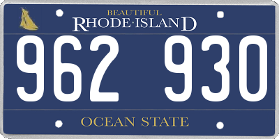 RI license plate 962930