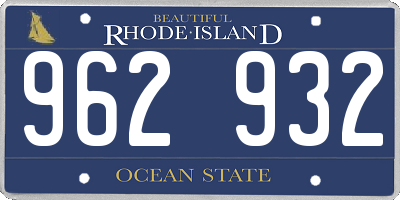 RI license plate 962932