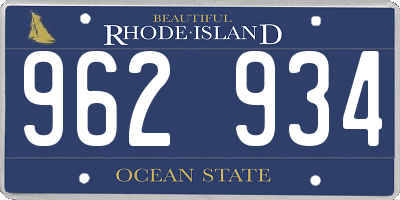 RI license plate 962934