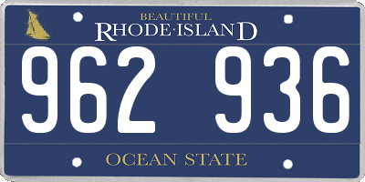 RI license plate 962936