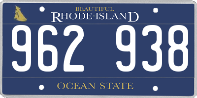 RI license plate 962938