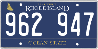 RI license plate 962947