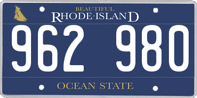 RI license plate 962980