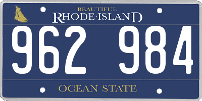RI license plate 962984