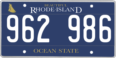 RI license plate 962986