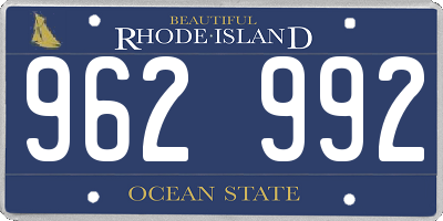 RI license plate 962992