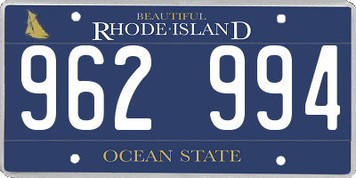 RI license plate 962994
