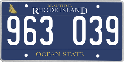 RI license plate 963039