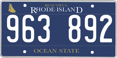 RI license plate 963892