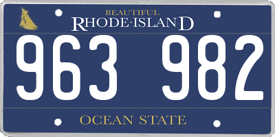 RI license plate 963982