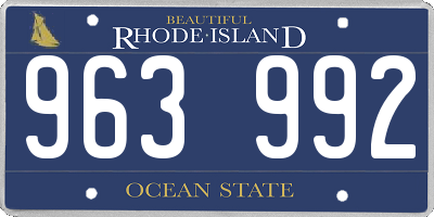 RI license plate 963992