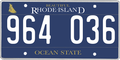 RI license plate 964036
