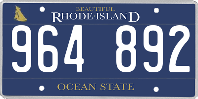RI license plate 964892