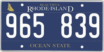 RI license plate 965839