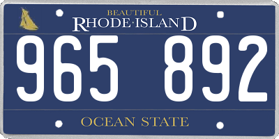 RI license plate 965892