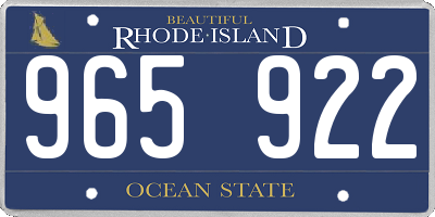 RI license plate 965922