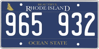 RI license plate 965932